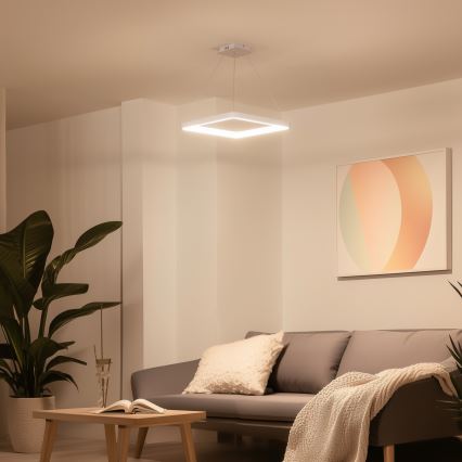 Brilagi - Lustre LED dimável suspenso por cabo FALCON SLIM LED/50W/230V 3000-6500K 50x50 cm branco + controlo remoto
