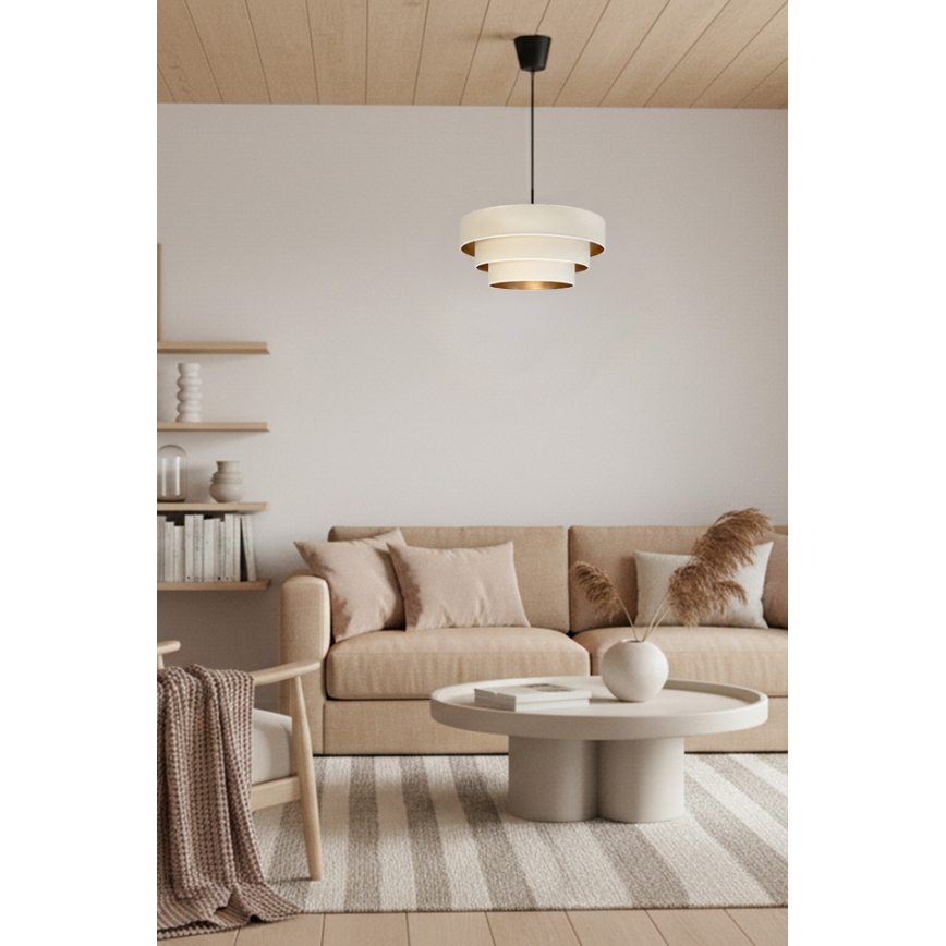 Brilagi - Lustre suspenso por cabo LUNETA 1xE27/60W/230V Ø 40 cm creme/dourado
