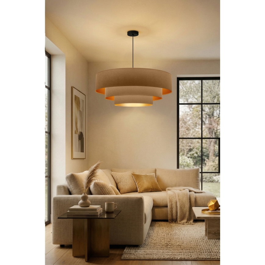 Brilagi - Lustre suspenso por cabo LUNETA 3xE27/60W/230V Ø 80 cm bege/dourado