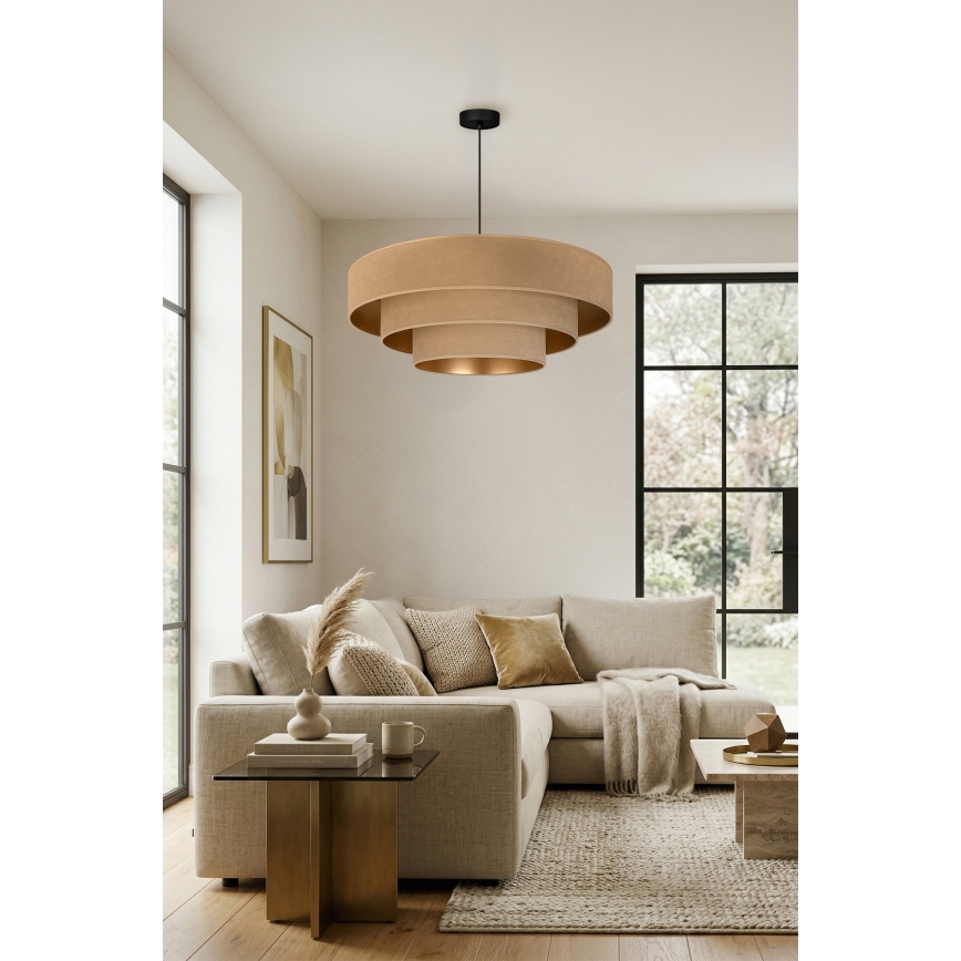 Brilagi - Lustre suspenso por cabo LUNETA 3xE27/60W/230V Ø 80 cm bege/dourado