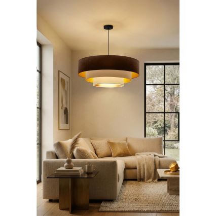Brilagi - Lustre suspenso por cabo LUNETA 3xE27/60W/230V Ø 80 cm castanho/bege/creme