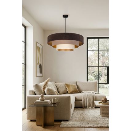 Brilagi - Lustre suspenso por cabo LUNETA 3xE27/60W/230V Ø 80 cm castanho/bege/creme