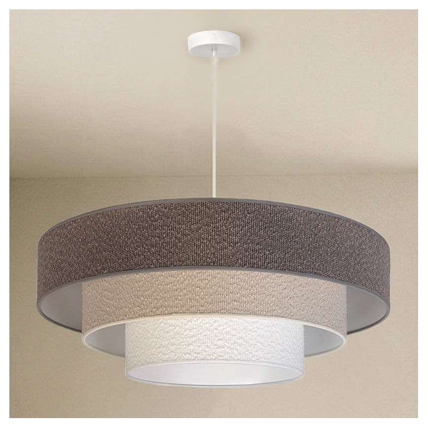 Brilagi - Lustre suspenso por cabo LUNETA 3xE27/60W/230V Ø 80 cm cinzento/creme/branco
