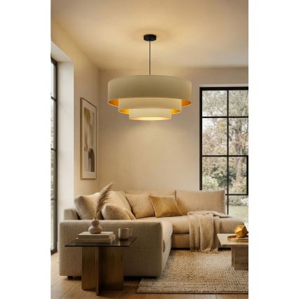 Brilagi - Lustre suspenso por cabo LUNETA 3xE27/60W/230V Ø 80 cm creme/dourado