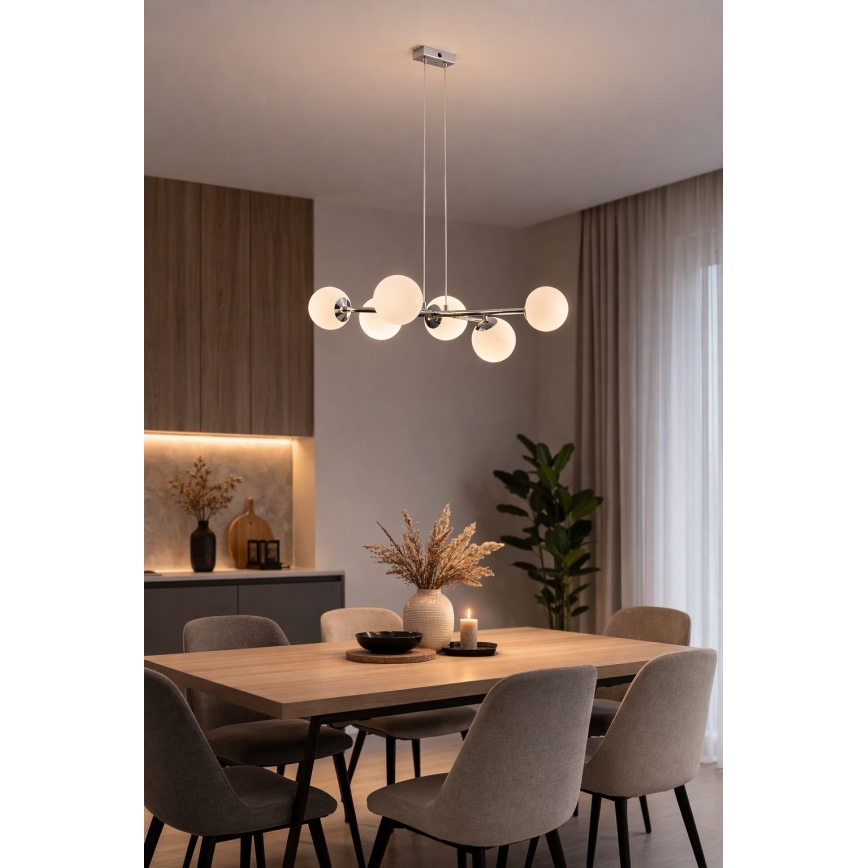 Brilagi - Lustre suspenso por cabo MALONY 6xE14/20W/230V cromo brilhante