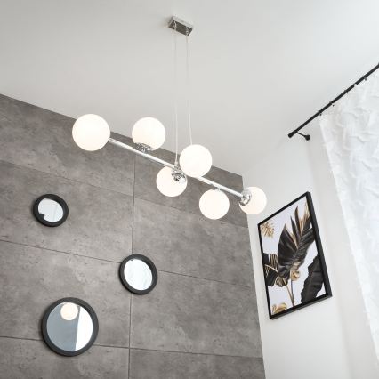 Brilagi - Lustre suspenso por cabo MALONY 6xE14/20W/230V cromo brilhante