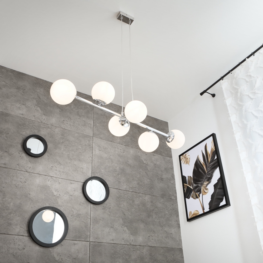 Brilagi - Lustre suspenso por cabo MALONY 6xE14/20W/230V cromo brilhante