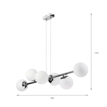 Brilagi - Lustre suspenso por cabo MALONY 6xE14/20W/230V cromo brilhante