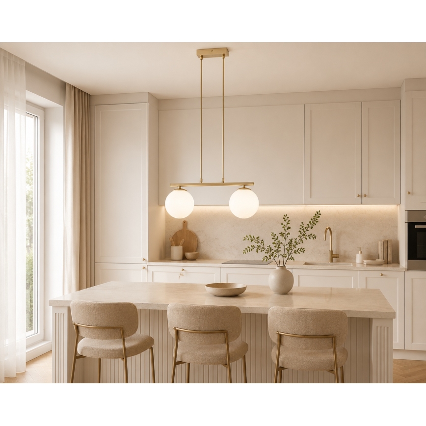 Brilagi - Lustre suspenso por cabo MILO 2xE27/60W/230V bege/dourado