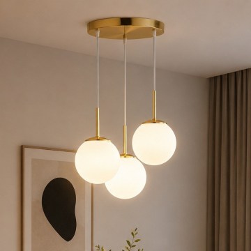 Brilagi - Lustre suspenso por cabo MILO 3xE27/60W/230V dourado