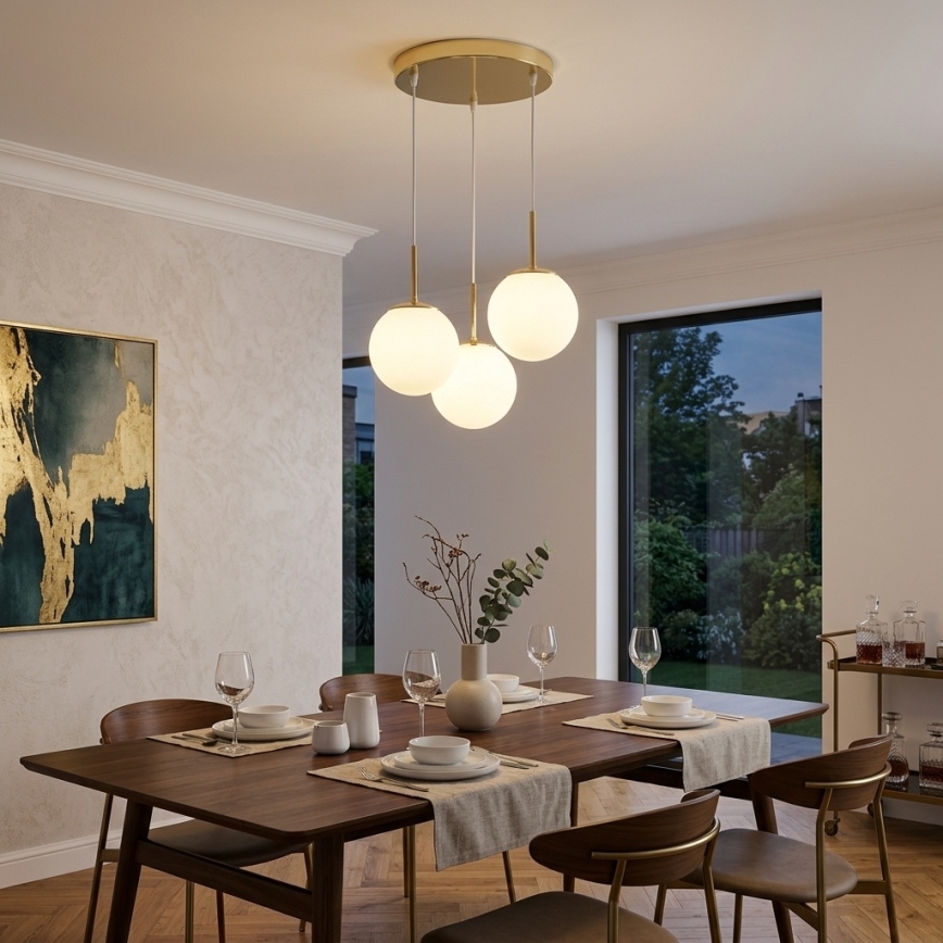 Brilagi - Lustre suspenso por cabo MILO 3xE27/60W/230V dourado
