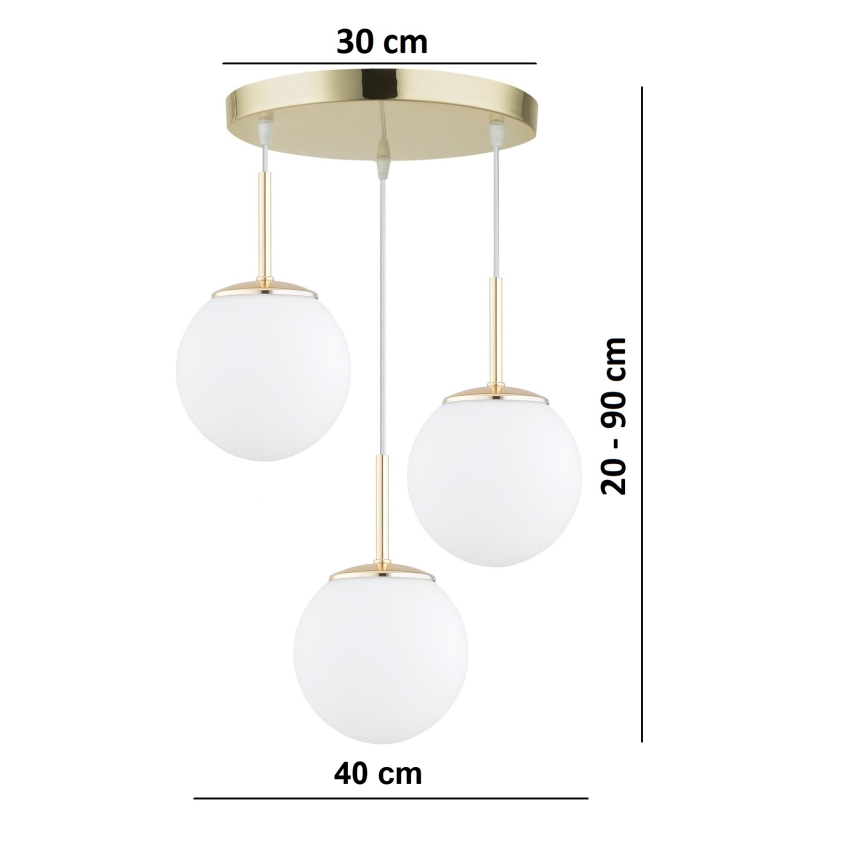 Brilagi - Lustre suspenso por cabo MILO 3xE27/60W/230V dourado