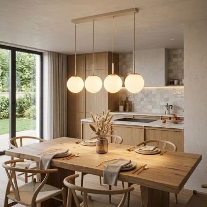 Brilagi - Lustre suspenso por cabo MILO 4xE27/60W/230V bege/dourado