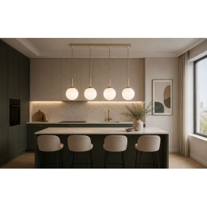 Brilagi - Lustre suspenso por cabo MILO 4xE27/60W/230V bege/dourado