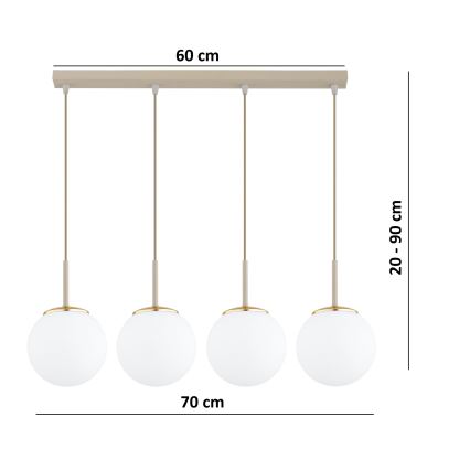 Brilagi - Lustre suspenso por cabo MILO 4xE27/60W/230V bege/dourado