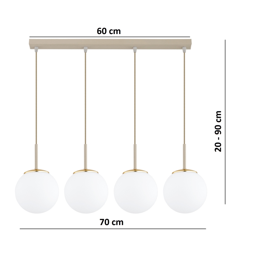 Brilagi - Lustre suspenso por cabo MILO 4xE27/60W/230V bege/dourado