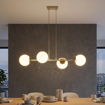 Brilagi - Lustre suspenso por cabo MILO ECRU 4xE27/60W/230V bege/dourado