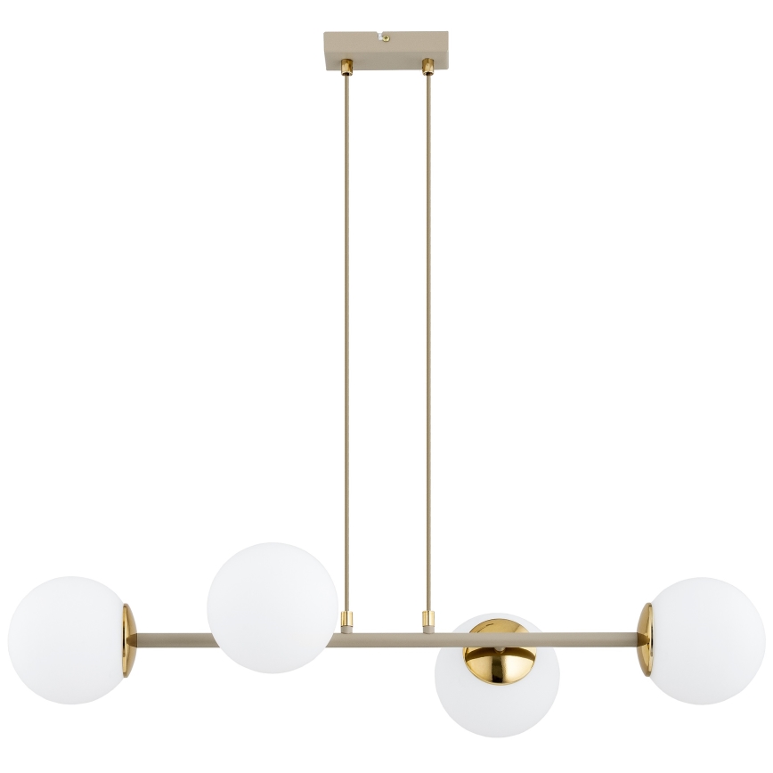 Brilagi - Lustre suspenso por cabo MILO ECRU 4xE27/60W/230V bege/dourado