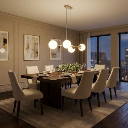 Brilagi - Lustre suspenso por cabo MILO ECRU 4xE27/60W/230V bege/dourado