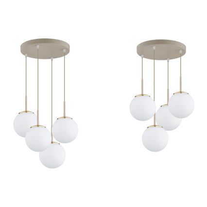 Brilagi - Lustre suspenso por cabo MILO ECRU 4xE27/60W/230V bege/dourado