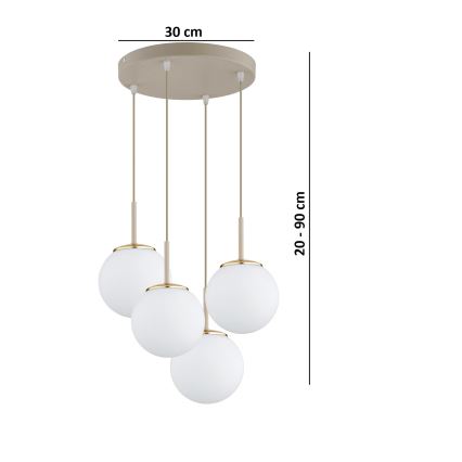 Brilagi - Lustre suspenso por cabo MILO ECRU 4xE27/60W/230V bege/dourado