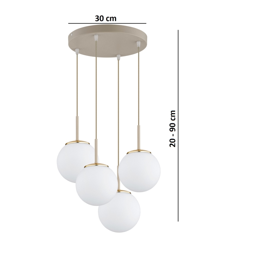 Brilagi - Lustre suspenso por cabo MILO ECRU 4xE27/60W/230V bege/dourado