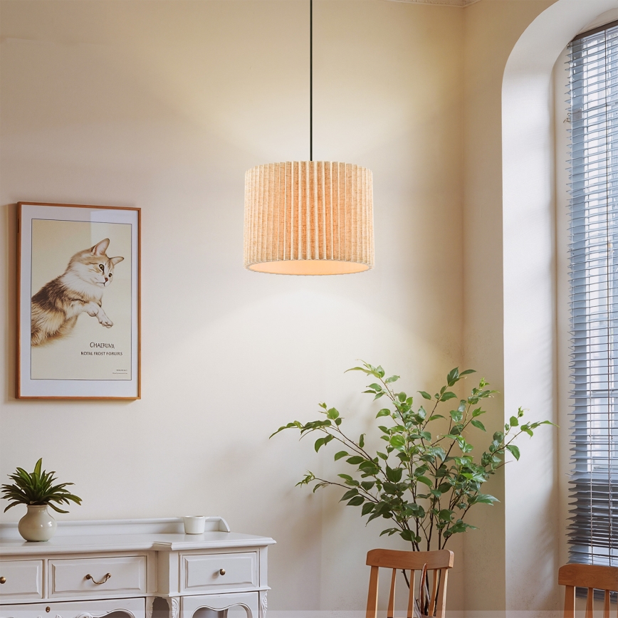 Brilagi - Lustre suspenso por cabo NORDIC WAVE 1xE27/15W/230V diâmetro 32 cm linho/preto