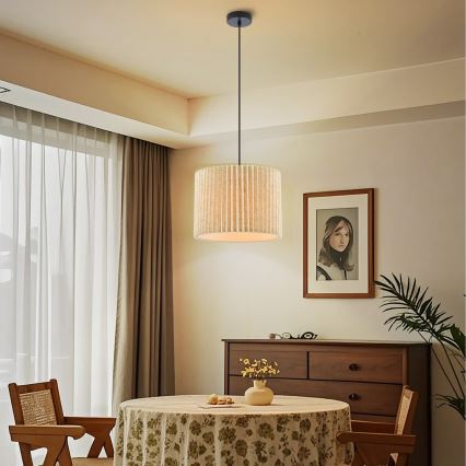 Brilagi - Lustre suspenso por cabo NORDIC WAVE 1xE27/15W/230V diâmetro 32 cm linho/preto