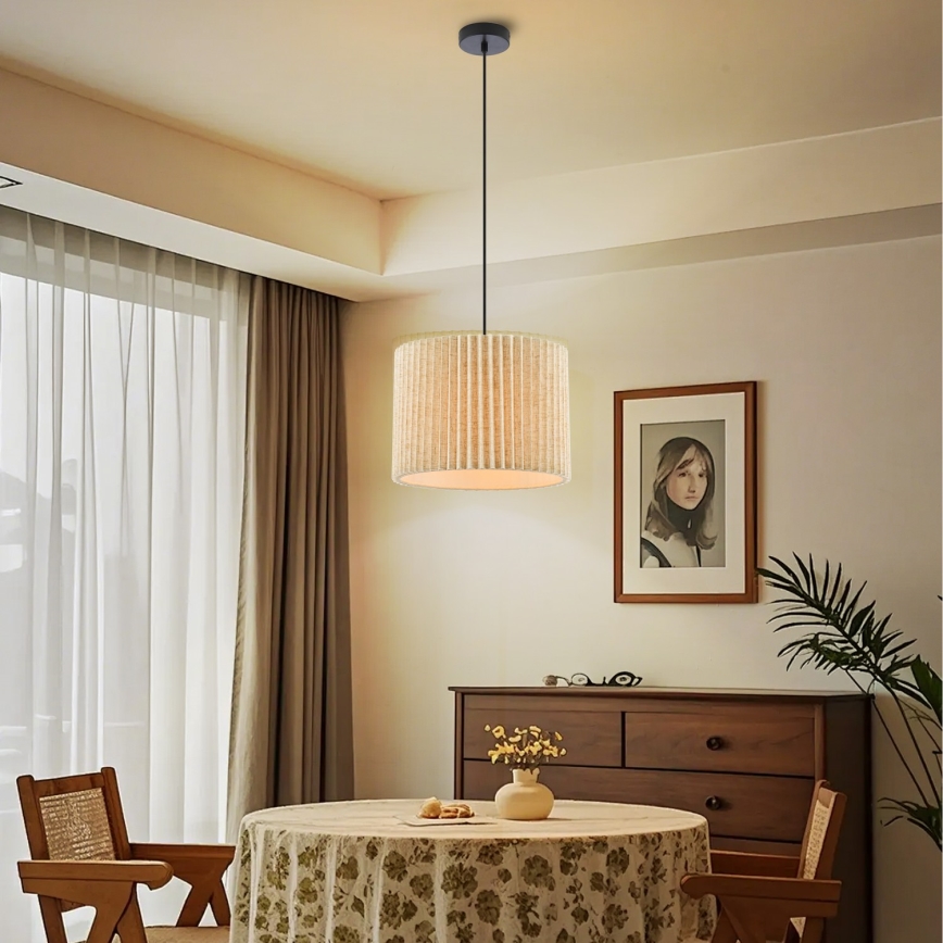 Brilagi - Lustre suspenso por cabo NORDIC WAVE 1xE27/15W/230V diâmetro 32 cm linho/preto
