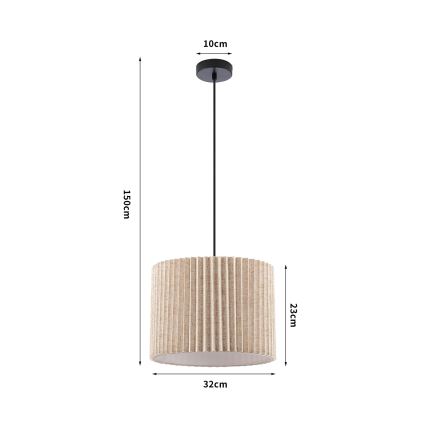 Brilagi - Lustre suspenso por cabo NORDIC WAVE 1xE27/15W/230V diâmetro 32 cm linho/preto