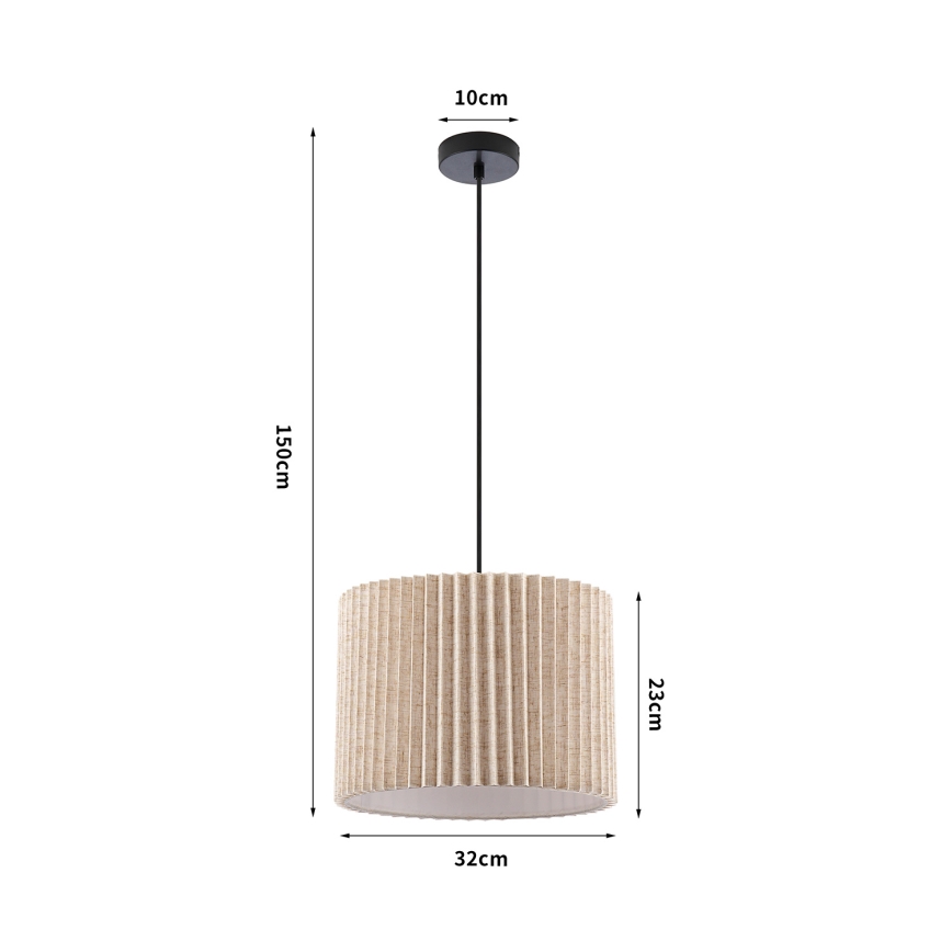 Brilagi - Lustre suspenso por cabo NORDIC WAVE 1xE27/15W/230V diâmetro 32 cm linho/preto