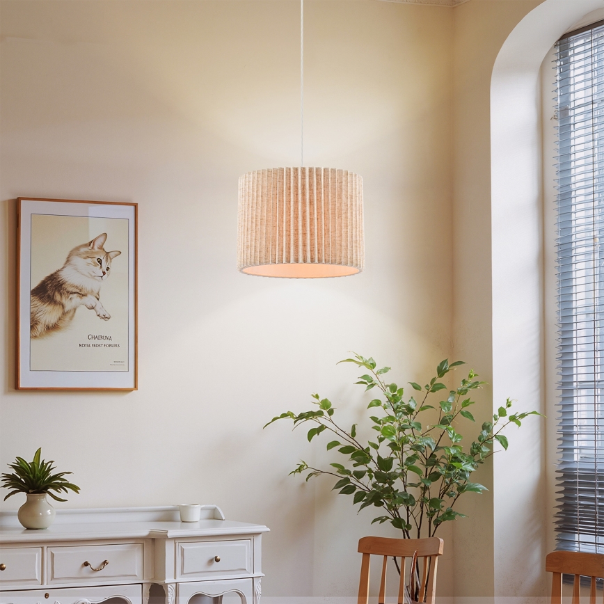 Brilagi - Lustre suspenso por cabo NORDIC WAVE 1xE27/15W/230V Ø 32 cm linho/branco