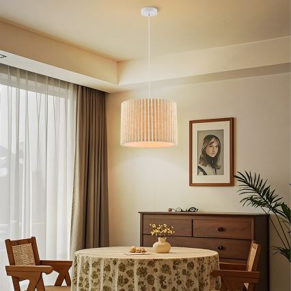 Brilagi - Lustre suspenso por cabo NORDIC WAVE 1xE27/15W/230V Ø 32 cm linho/branco