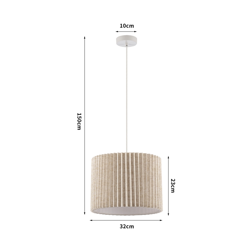 Brilagi - Lustre suspenso por cabo NORDIC WAVE 1xE27/15W/230V Ø 32 cm linho/branco