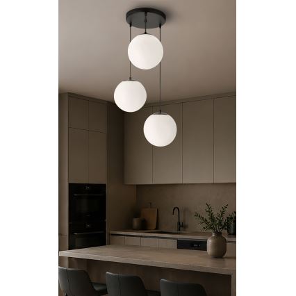 BRILAGI - Lustre suspenso por cabo POLOS 3xE27/40W/230V Ø 42 cm preto