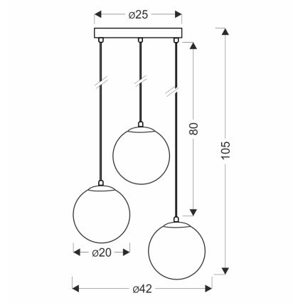 BRILAGI - Lustre suspenso por cabo POLOS 3xE27/40W/230V Ø 42 cm preto