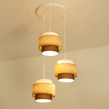 Brilagi - Lustre suspenso por cabo RESNA 3xE27/60W/230V Ø 45 cm bege/preto