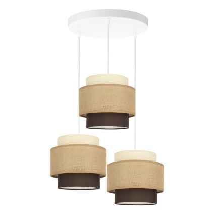 Brilagi - Lustre suspenso por cabo RESNA 3xE27/60W/230V Ø 45 cm bege/preto