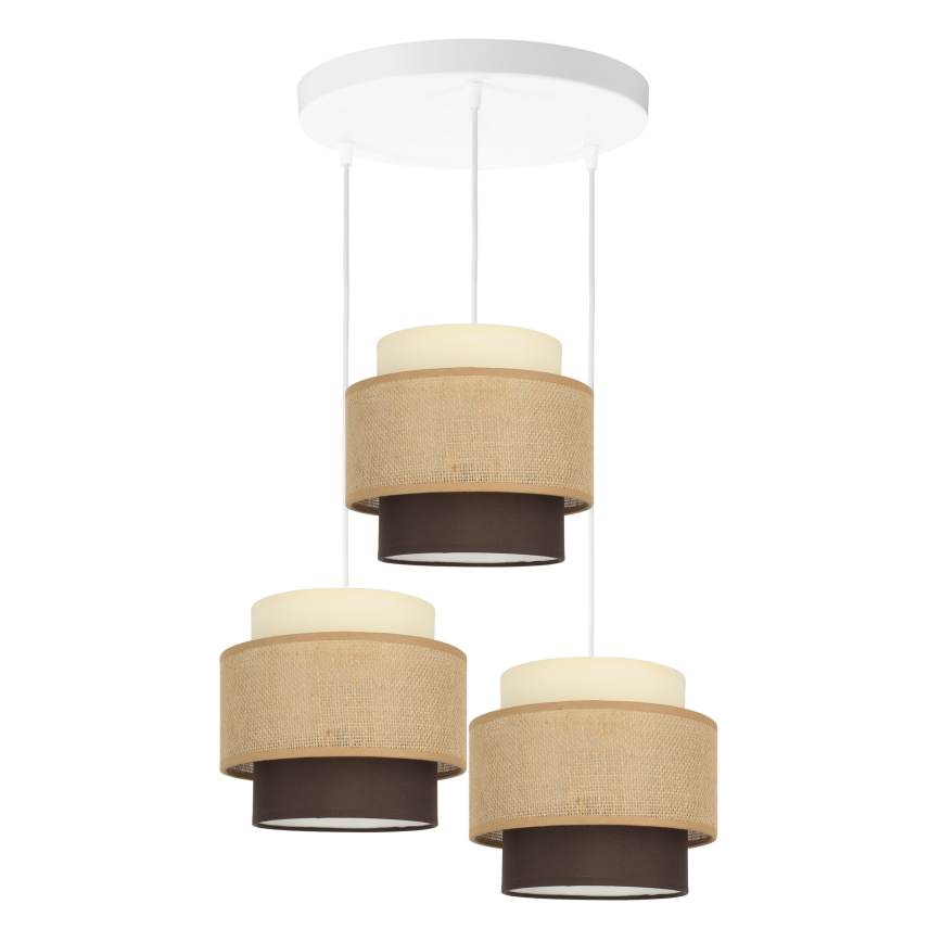 Brilagi - Lustre suspenso por cabo RESNA 3xE27/60W/230V Ø 45 cm bege/preto
