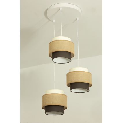 Brilagi - Lustre suspenso por cabo RESNA 3xE27/60W/230V Ø 45 cm bege/preto