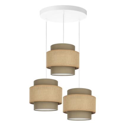 Brilagi - Lustre suspenso por cabo RESNA 3xE27/60W/230V Ø 45 cm castanho/bege