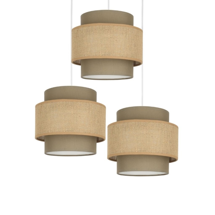 Brilagi - Lustre suspenso por cabo RESNA 3xE27/60W/230V Ø 45 cm castanho/bege