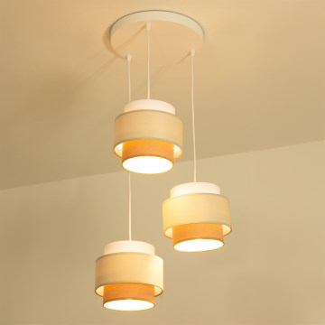Brilagi - Lustre suspenso por cabo RESNA 3xE27/60W/230V Ø 45 cm creme/bege