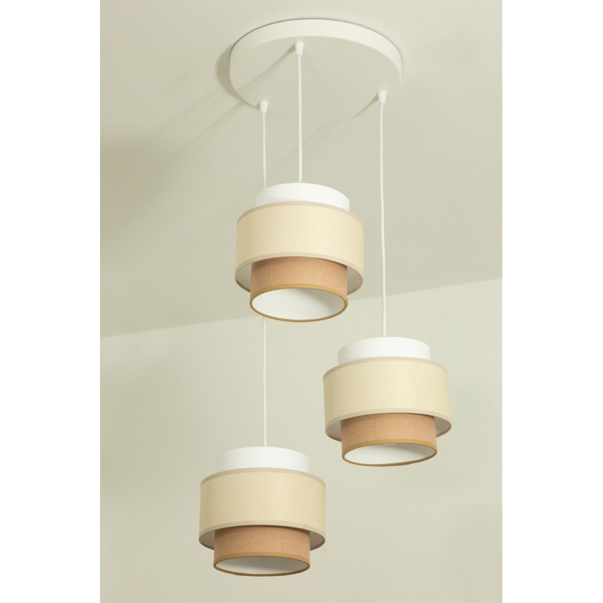 Brilagi - Lustre suspenso por cabo RESNA 3xE27/60W/230V Ø 45 cm creme/bege