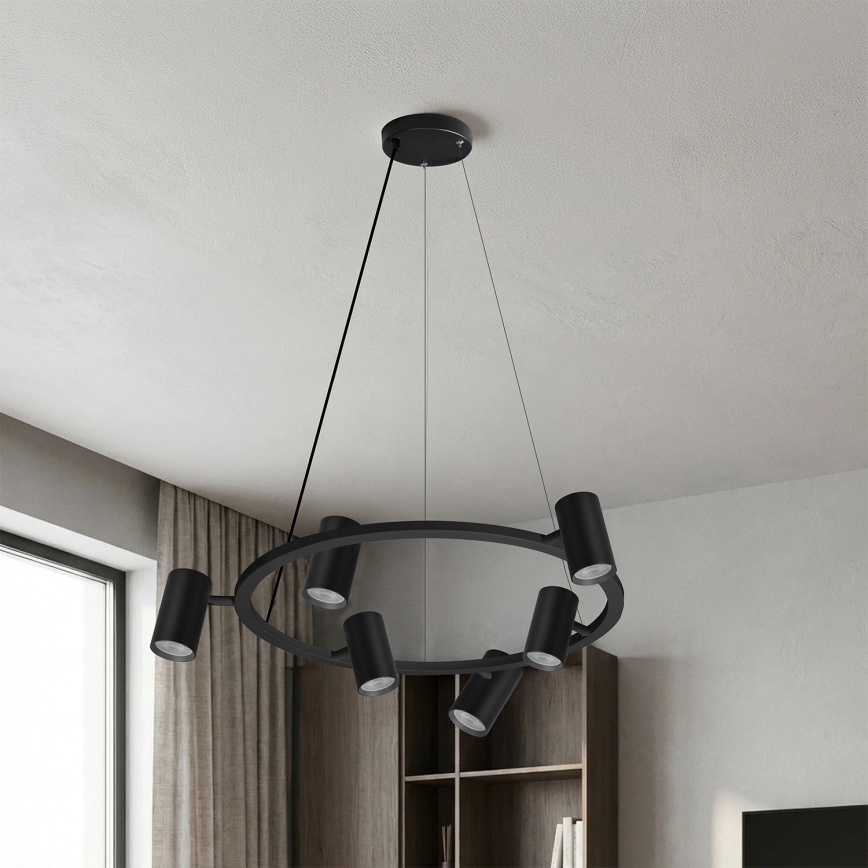Brilagi - Lustre suspenso por cabo SELE 6xGU10/30W/230V preto