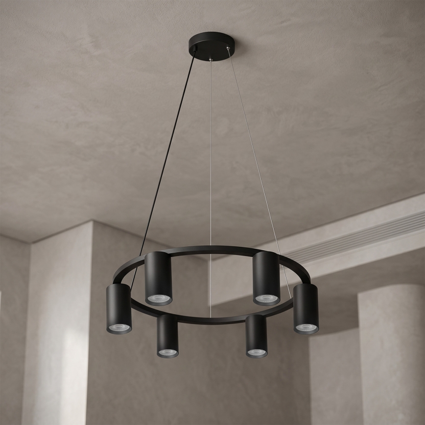 Brilagi - Lustre suspenso por cabo SELE 6xGU10/30W/230V preto