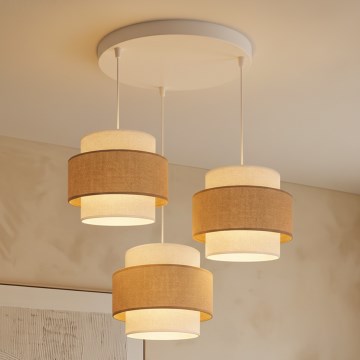 Brilagi - Lustre suspenso por cabo SPACE 3xE27/60W/230V Ø 40 cm bege/creme