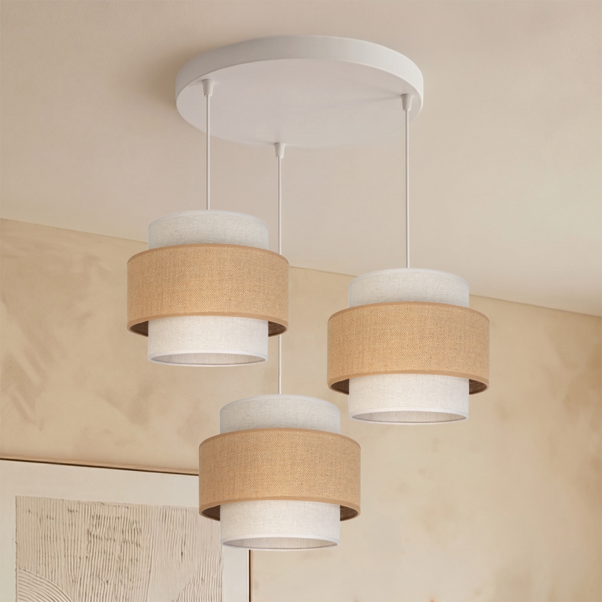 Brilagi - Lustre suspenso por cabo SPACE 3xE27/60W/230V Ø 40 cm bege/creme
