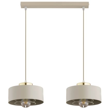 Brilagi - Lustre suspenso por cabo SPRING 2xE27/60W/230V bege/dourado