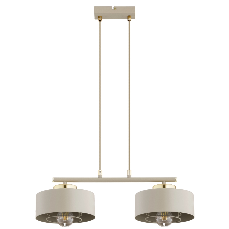 Brilagi - Lustre suspenso por cabo SPRING 2xE27/60W/230V bege/dourado